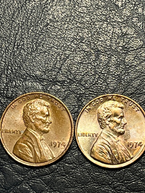 1974-Lincoln-Cents--Strange--Color-Field-